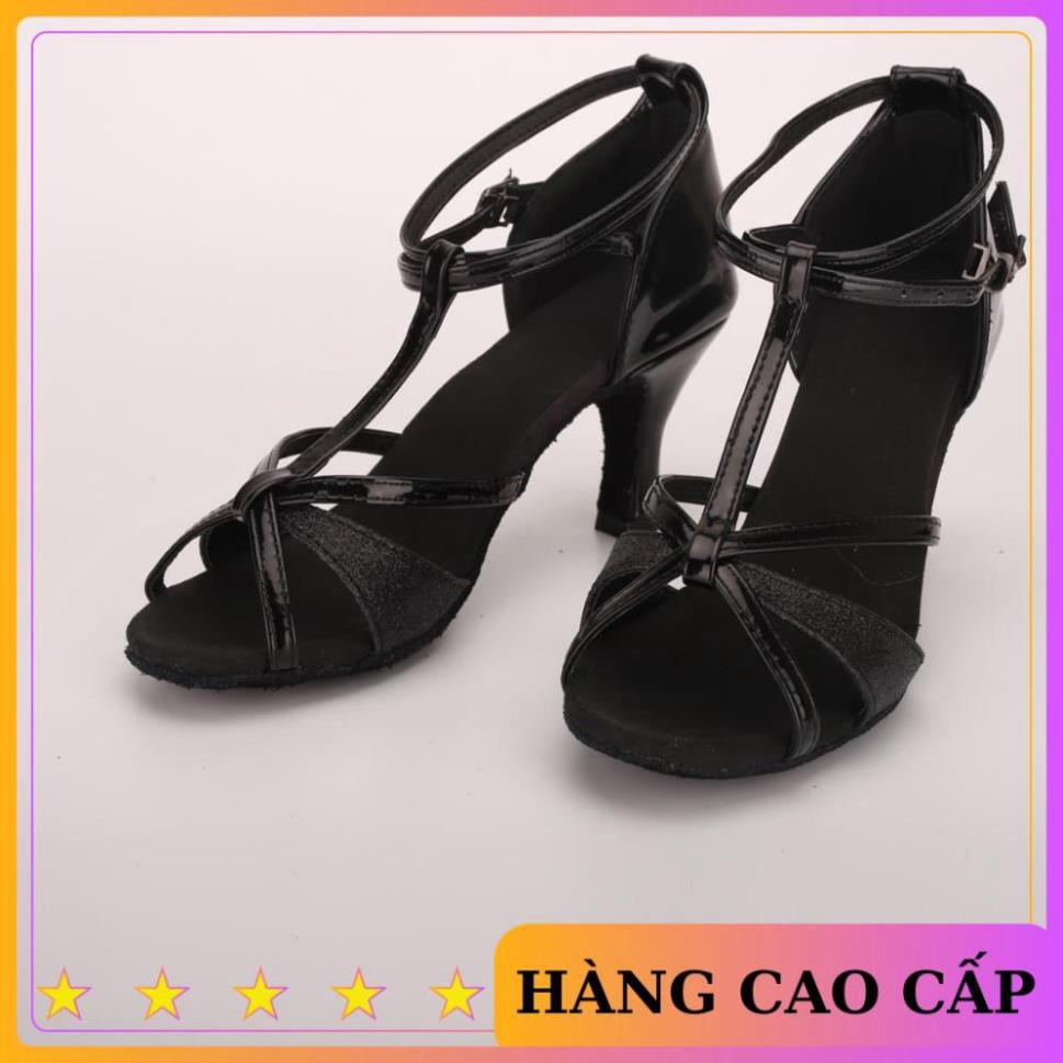 HÀNG CAO CẤP -  [ HÀNG LOẠI 1 ] Giày khiêu vũ ánh kim cực xinh mẫu mới 5,5cm -màu đen  - Hàng Cao Cấp