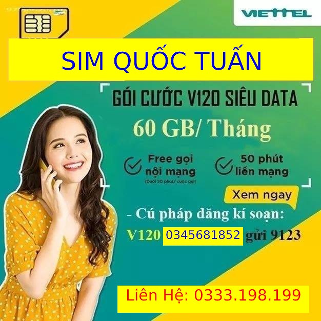 [Dùng 4G 1 năm miễn phí ]Sim 4G 1 năm Viettel / Vinaphone D500, 12Umax50n,Trọn Gói 1 Năm Không Nạp Tiền