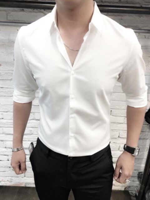 Áo Trắng Trơn Nam GIVE Form SlimFit Ôm Body