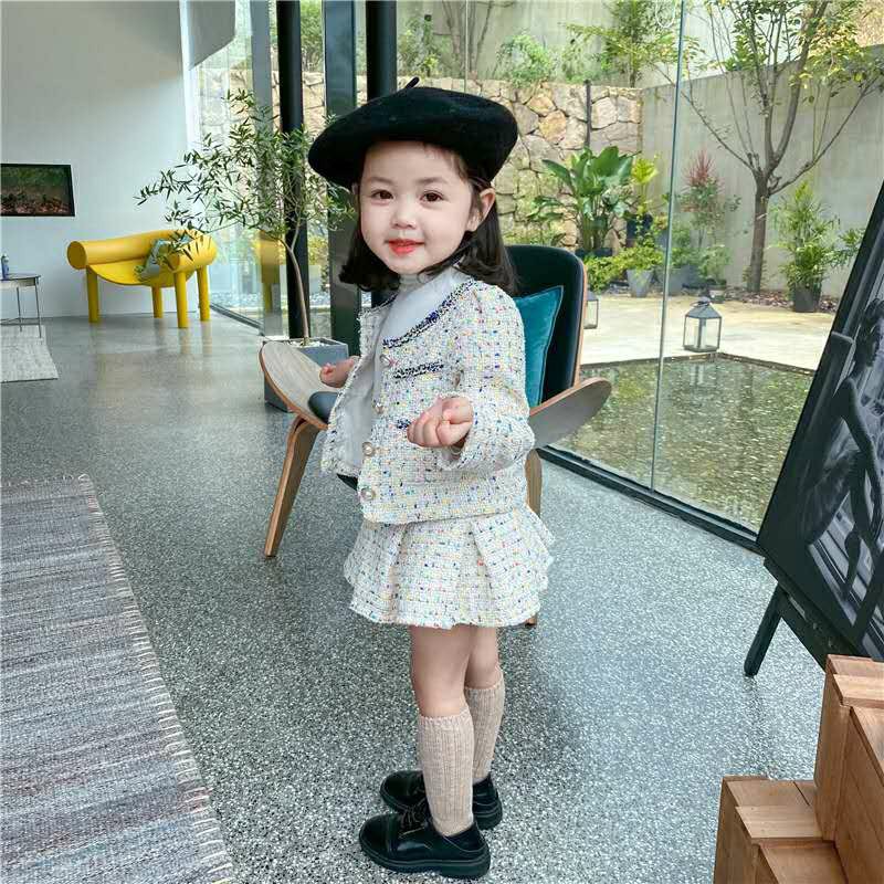 Set áo váy dạ kiểu dáng quý tộc cho bé gái