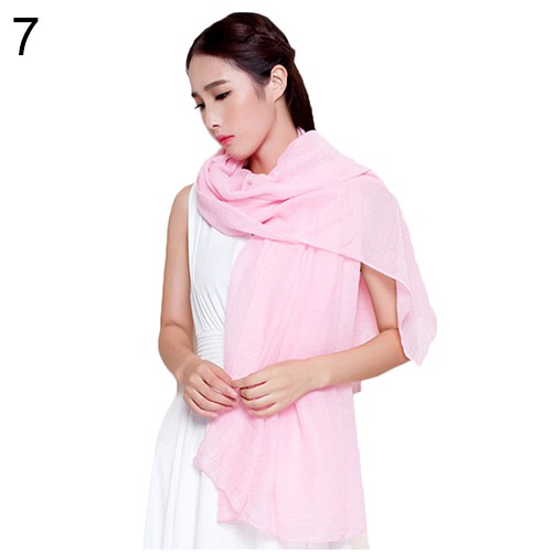 Khăn quàng cổ dài chất liệu vải cotton linen màu trơn thời trang dành cho nữ