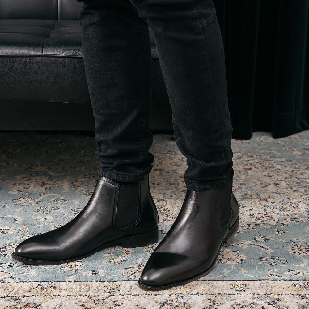 Giày Boots Nam Cổ Cao Da Trơn Cao Cấp Chelsea Boot