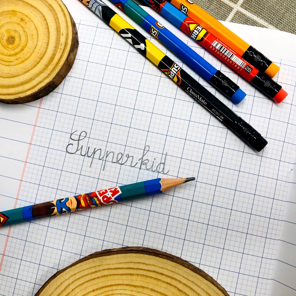 Bút Chì Gỗ Có Tẩy 2B CLASSMATE-1 Chiếc, Nét Bút Mịn, Hình Siêu Nhân Ngộ Nghĩnh, Dùng Để Luyện Chữ Cho Học Sinh PC01-SK