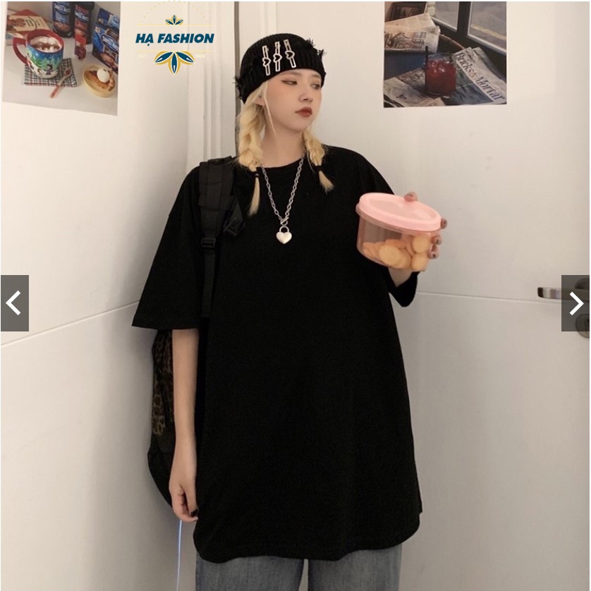 Áo thun trơn unisex cổ tròn form rộng tay lỡ free size vải cotton co giãn thoáng mát phong cách trẻ trung