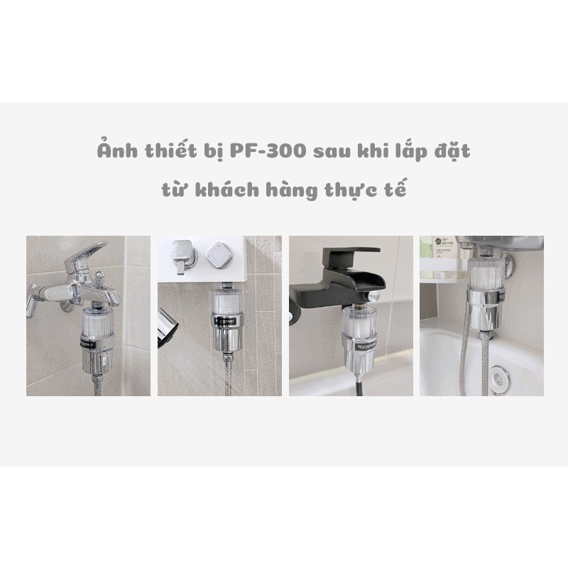 Đầu Lọc Nước Tắm/ Nước Giặt Waterwel PF-300 lõi lọc than hoạt tính loại bỏ tối đa rỉ sét, tạp chất, kim loại nặng