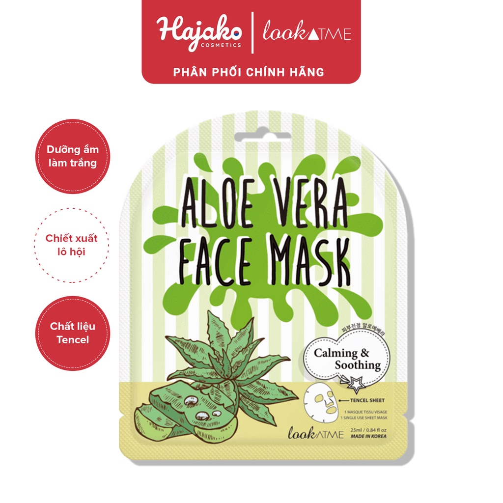 Mặt Nạ Dưỡng Ẩm Trắng Da LOOKATME Aloe Face Mask 25ml