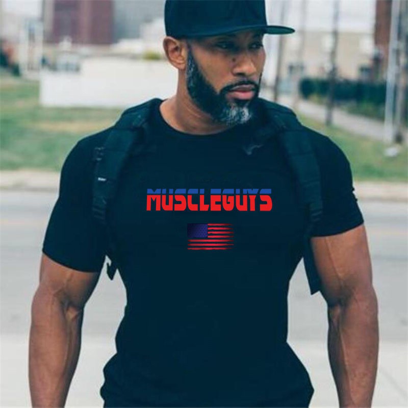 Áo thun cotton nam họa tiết cờ Mỹ