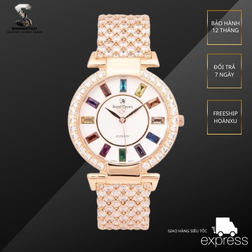 Đồng Hồ Royal Crown Nữ 4604 Chính Hãng (Đá Vàng Hồng)