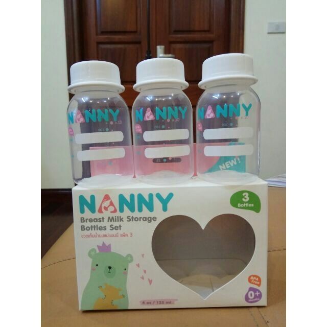 Bộ 3 bình trữ sữa Nanny Thái Lan 125ml