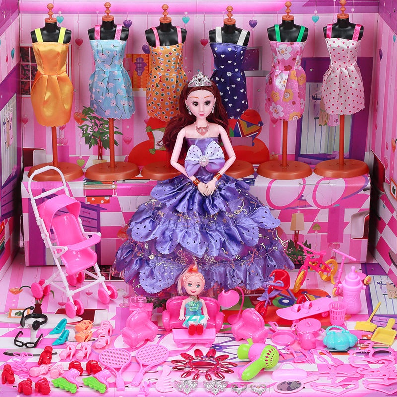Barbie Chaumet Bộ đồ chơi Búp bê Trang điểm Công chúa Cô gái Dress Up Play House Hộp quà cho trẻ em Sinh nhật1