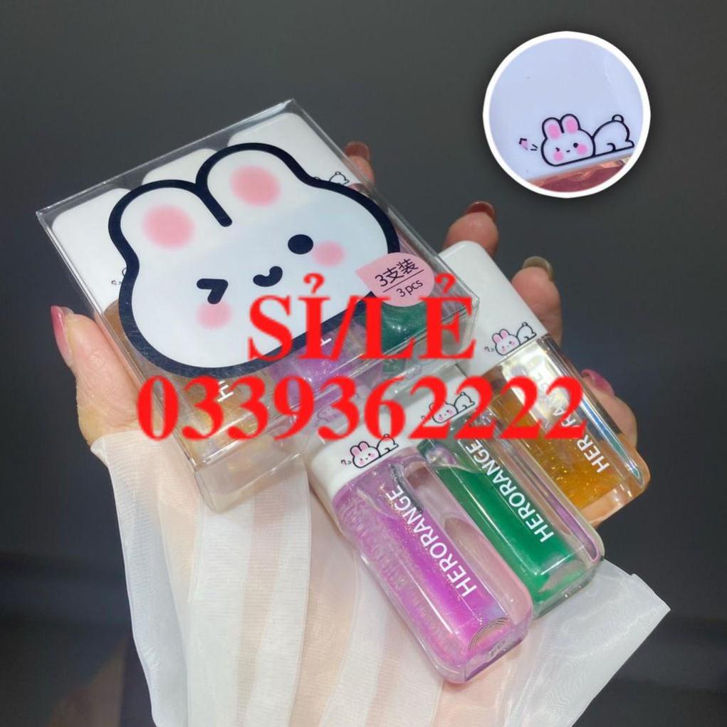 [ CHÍNH HÃNG ] Full set son 3 cây nhũ bóng Herorange Thỏ Bunny Sena Beauty  HAIANHSHOP