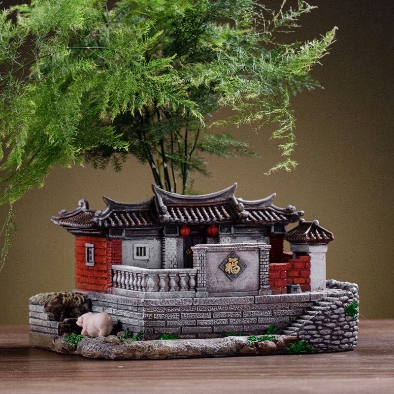 Chậu Ngôi Nhà trồng Hoa, tiểu cảnh BonSai mẫu 18