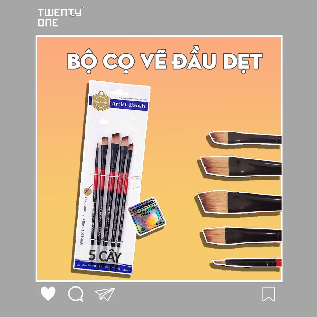 Bộ Cọ Vẽ Custom Giày Đầu Vát Chuyên Dụng Custom Giày - Set 5 Bút