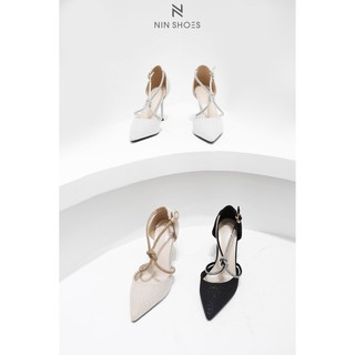 Cao gót y.u.z.u.y.u..a.n 9p gót nhọn mũi nhọn nhũ quai đá chéo quai hậu, sku cgt0624