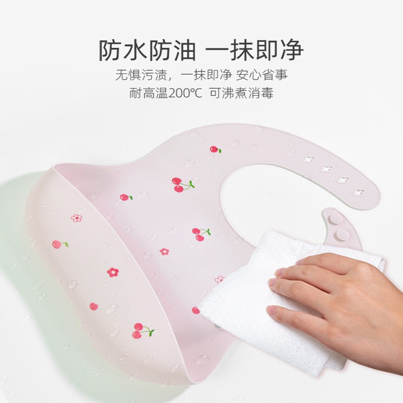 Yếm silicon ăn dặm có máng hứng phong cách Hàn Quốc,yếm silicone cho bé ăn dặm