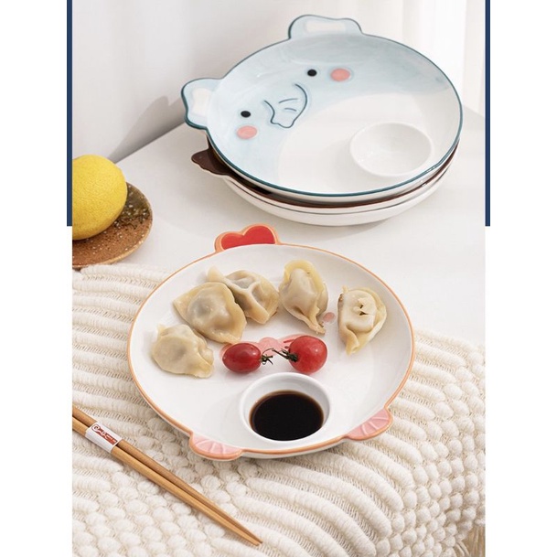 Đĩa ngăn chấm hình thú 21cm