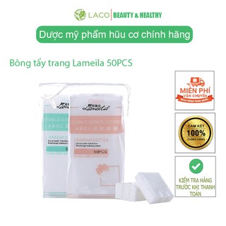 Bông tẩy trang Lameila 50 miếng chính hãng , Tẩy trang nhẹ nhàng hiệu quả