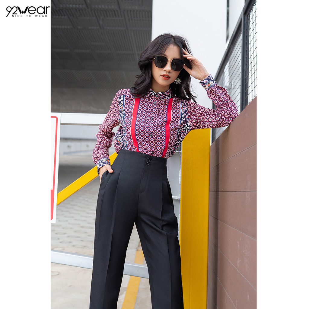 Quần baggy nữ cạp liền 2 cúc QGW0589 92WEAR | BigBuy360 - bigbuy360.vn