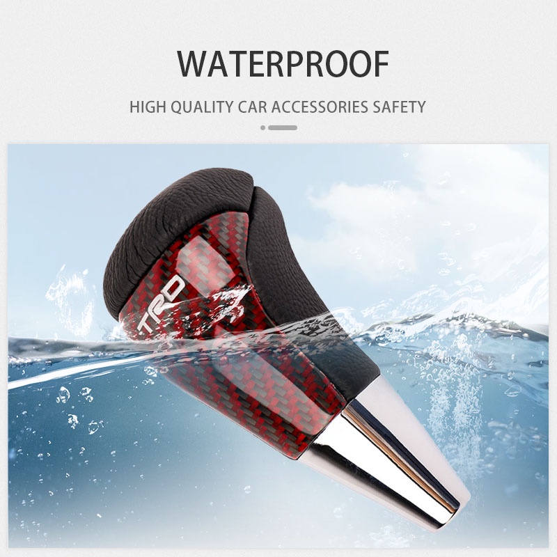 Hộp số xe ô tô bằng sợi carbon TRD điều khiển bằng tay tự động trang trí da đa năng tự động đẩy xuống thanh gạt cần số tốc độ đầu tự động Phụ kiện nội thất