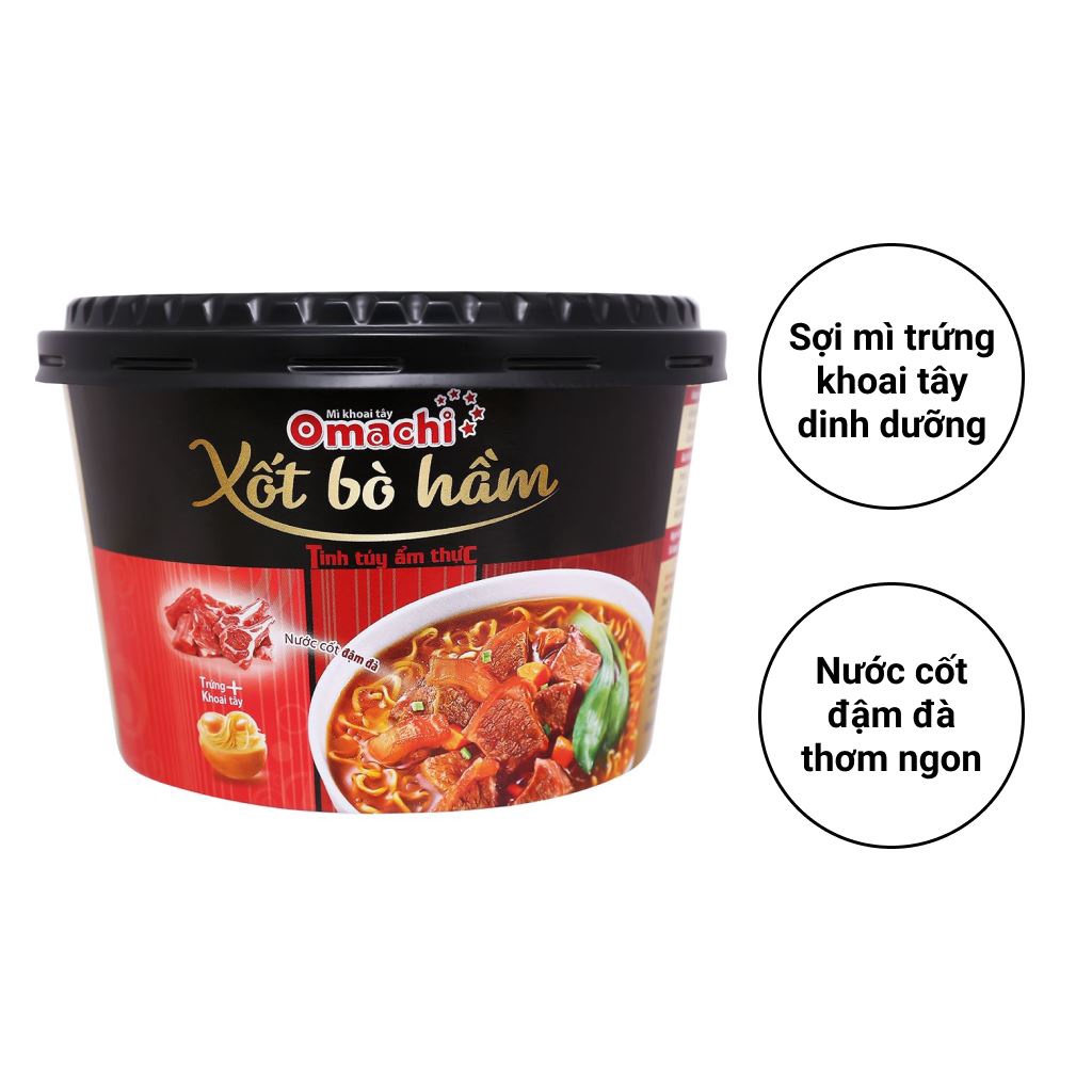 Thùng 12 hộp mì khoai tây Omachi tôm chua cay 5 sao