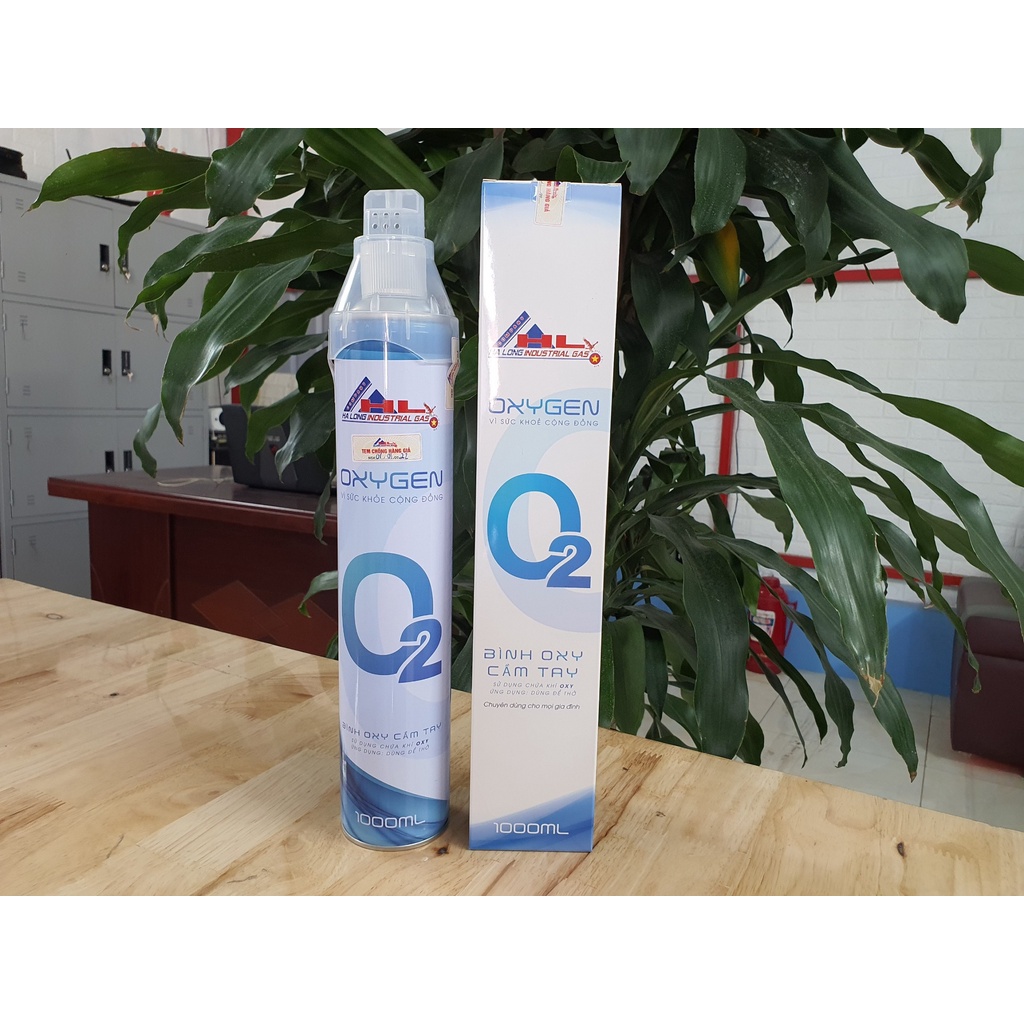 Bình Oxy Cầm Tay 1000ML(Chất Lượng Oxygen≥ 99,65%). Cung cấp Oxy tinh khiết an toàn sử dụng.Chuẩn ISO13485:2016