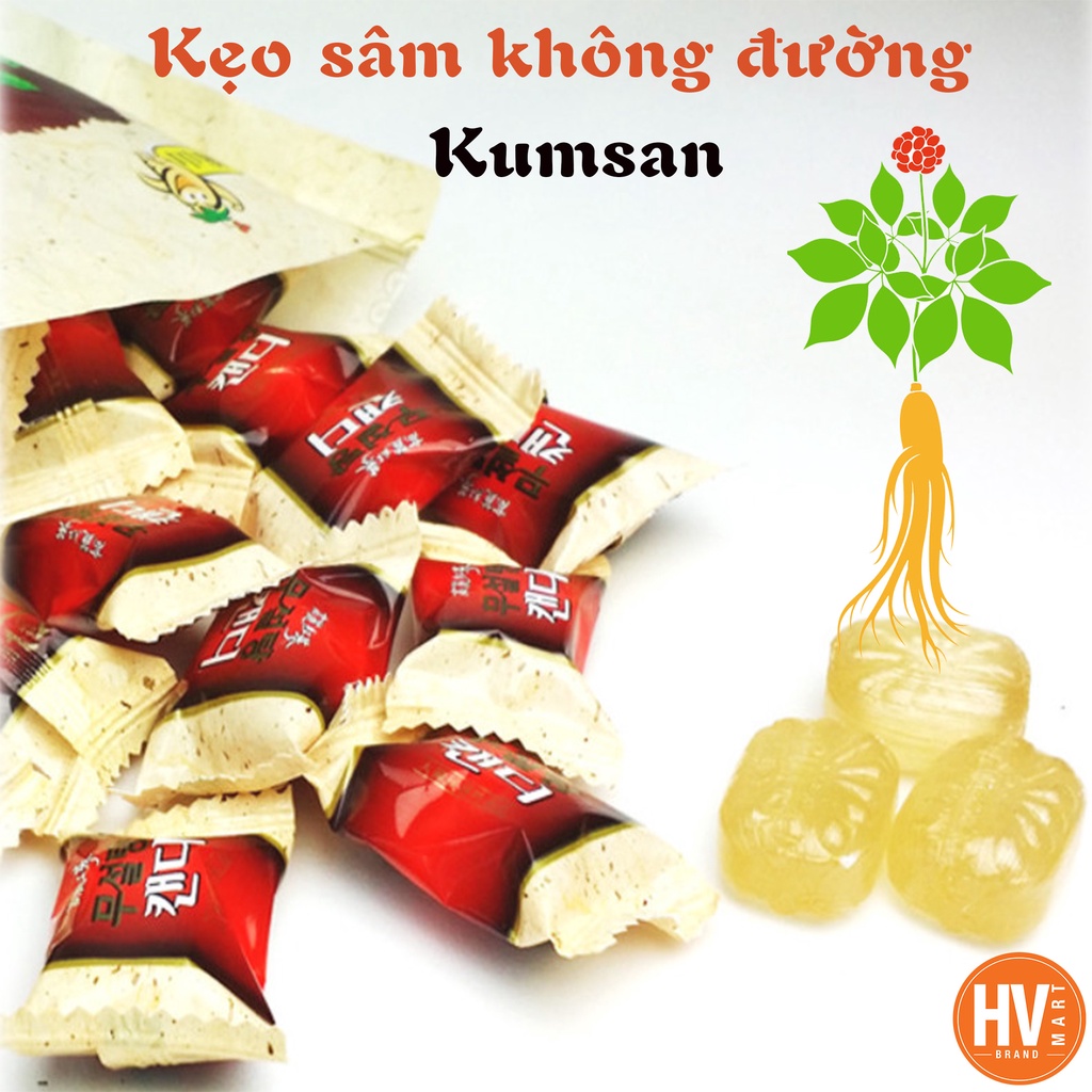 [Hàng sale] Kẹo Hồng Sâm Không Đường Kumsan Hàn Quốc 500g 무설탕홍삼캔디