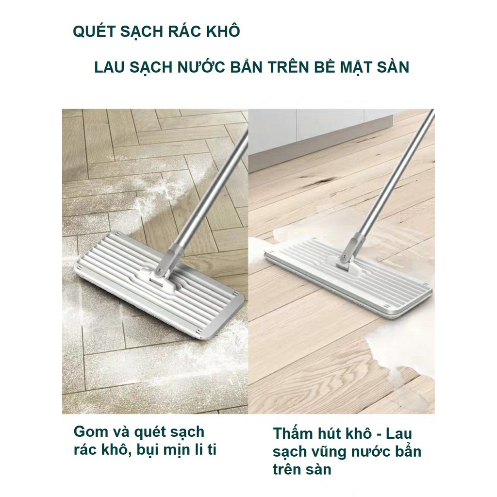 BỘ CÂY LAU NHÀ THÔNG MINH TẶNG KÈM THÙNG GIẶT VÀ VẮT 2 Ô RIÊNG BIỆT VÀ BÔNG LAU NHÀ TIỆN DỤNG