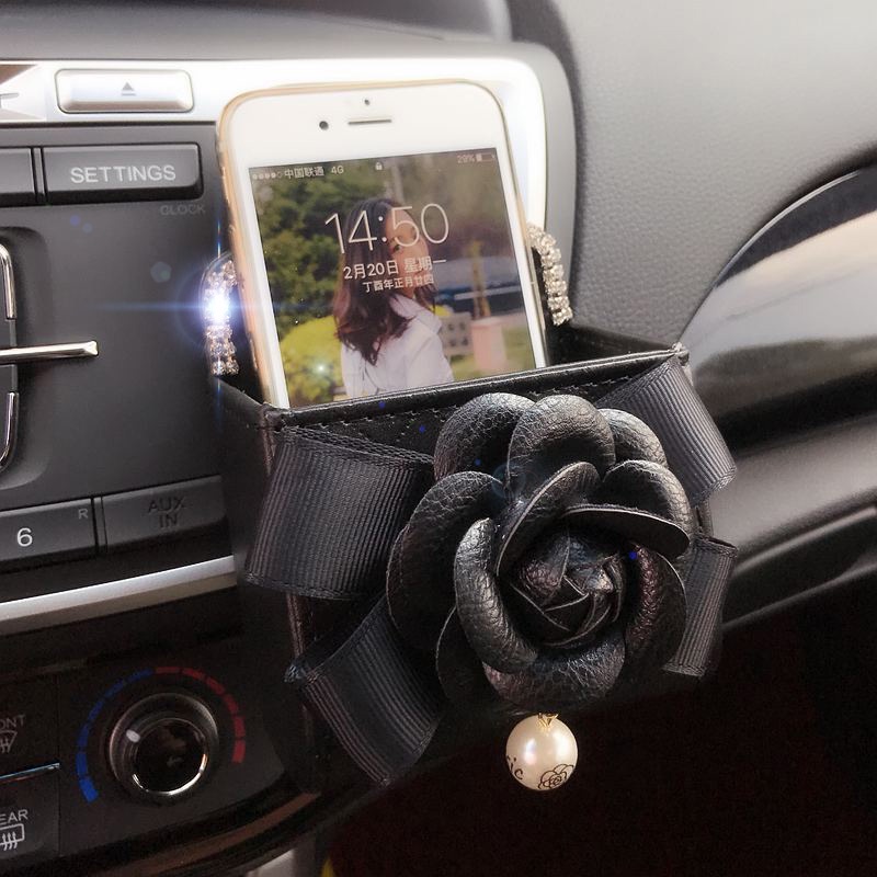 Túi Đựng Điện Thoại Hình Hoa Pha Lê Gắn Lỗ Thông Gió Xe Hơi