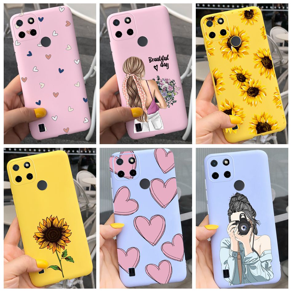 Ốp điện thoại TPU silicone mềm in hoa mẫu năm 2021 cho Realme C25Y C25s C25 C 25 25s 25y