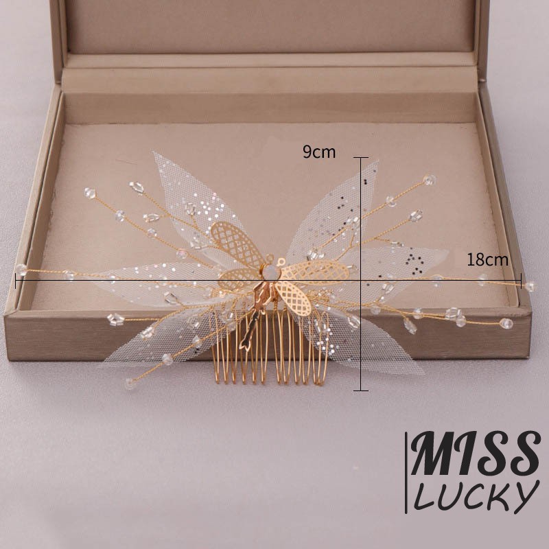 Lược Cài Tóc Hình Bướm Đính Đá Lấp Lánh Cho Cô Dâu