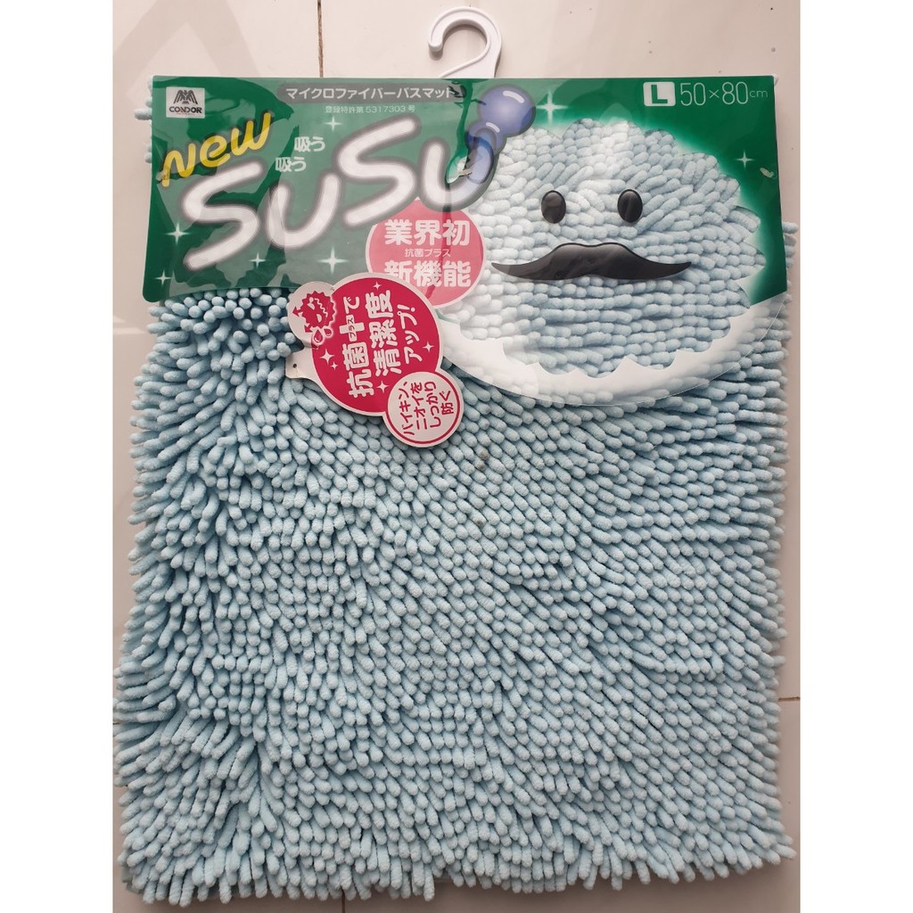 01 THẢM CHÙI CHÂN NHÀ TẮM CAO CẤP SUSU- SỢI MICROFIBER SIÊU THẤM HÚT-CONDOR- KÍCH THƯỚC 50X80CM-MÀU XANH DƯƠNG