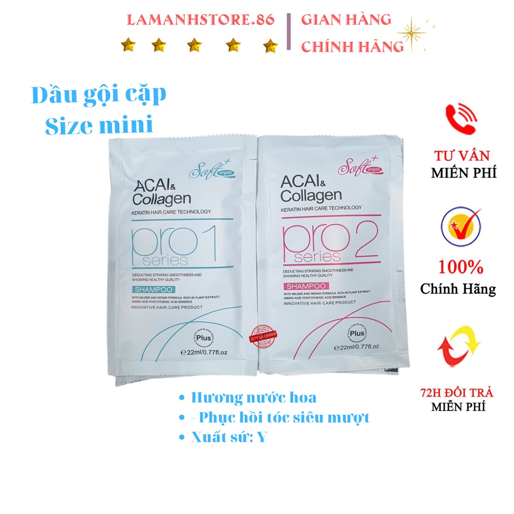 Dầu gội cặp phục hồi tóc mềm mượt chống rụng kích thích mọc tóc chống gàu chống nấm chống ngứa size mini