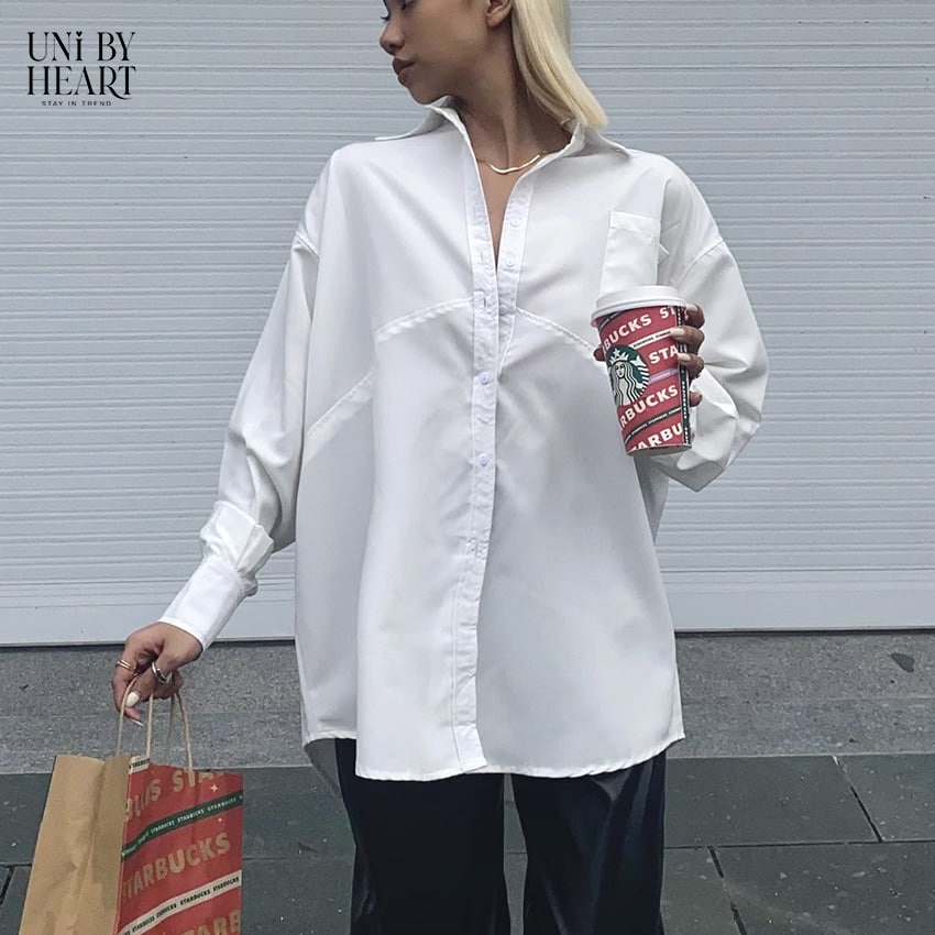 Áo sơ mi oversize Joly Shirt SMI003 dáng rộng trendy, thoải mái dễ phối đồ - Uni By Heart
