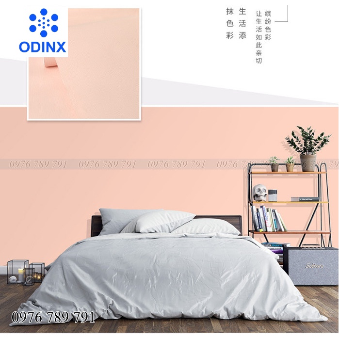 Giấy Dán Tường Màu Hồng Có Keo Sẵn Phòng Ngủ Đẹp Cuộn 10m ODINX