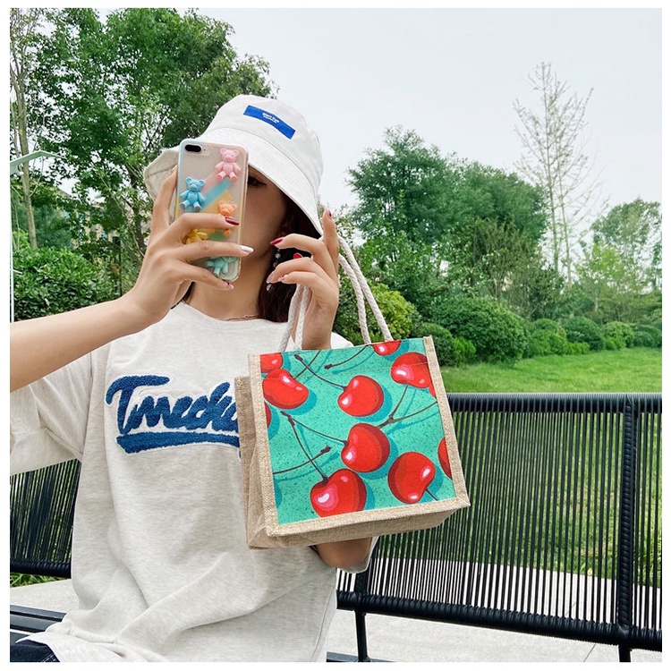 Túi Vải Canvas Mini In Họa Tiết Graffiti Dễ Thương