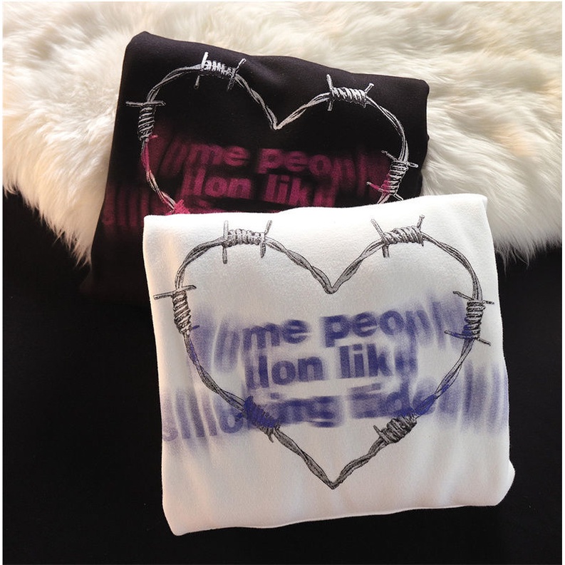 Áo Hoodie Dáng Rộng In Chữ Love Phong Cách Retro Thu Đông 2022 Dành Cho Nữ