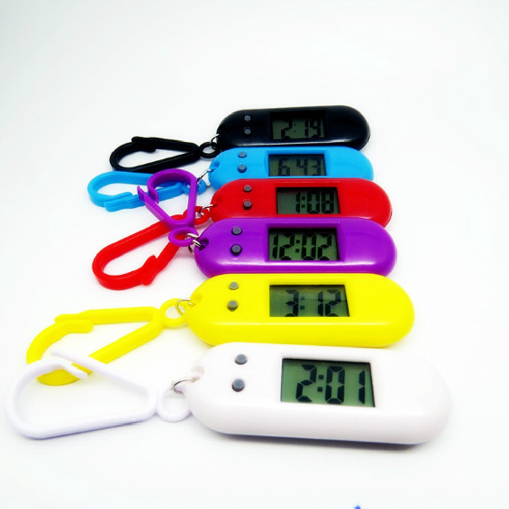 Móc khóa đồng hồ điện tử kỹ thuật số LED mini sáng tạo phong cách thể thao cho nam / làm quà tặng