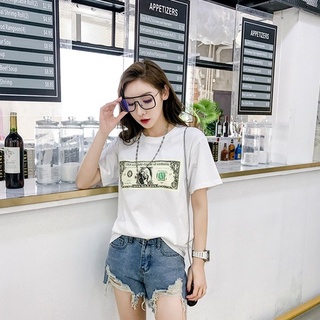 Áo Thun Nữ In Họa Tiết Tiền DOLA XMISS