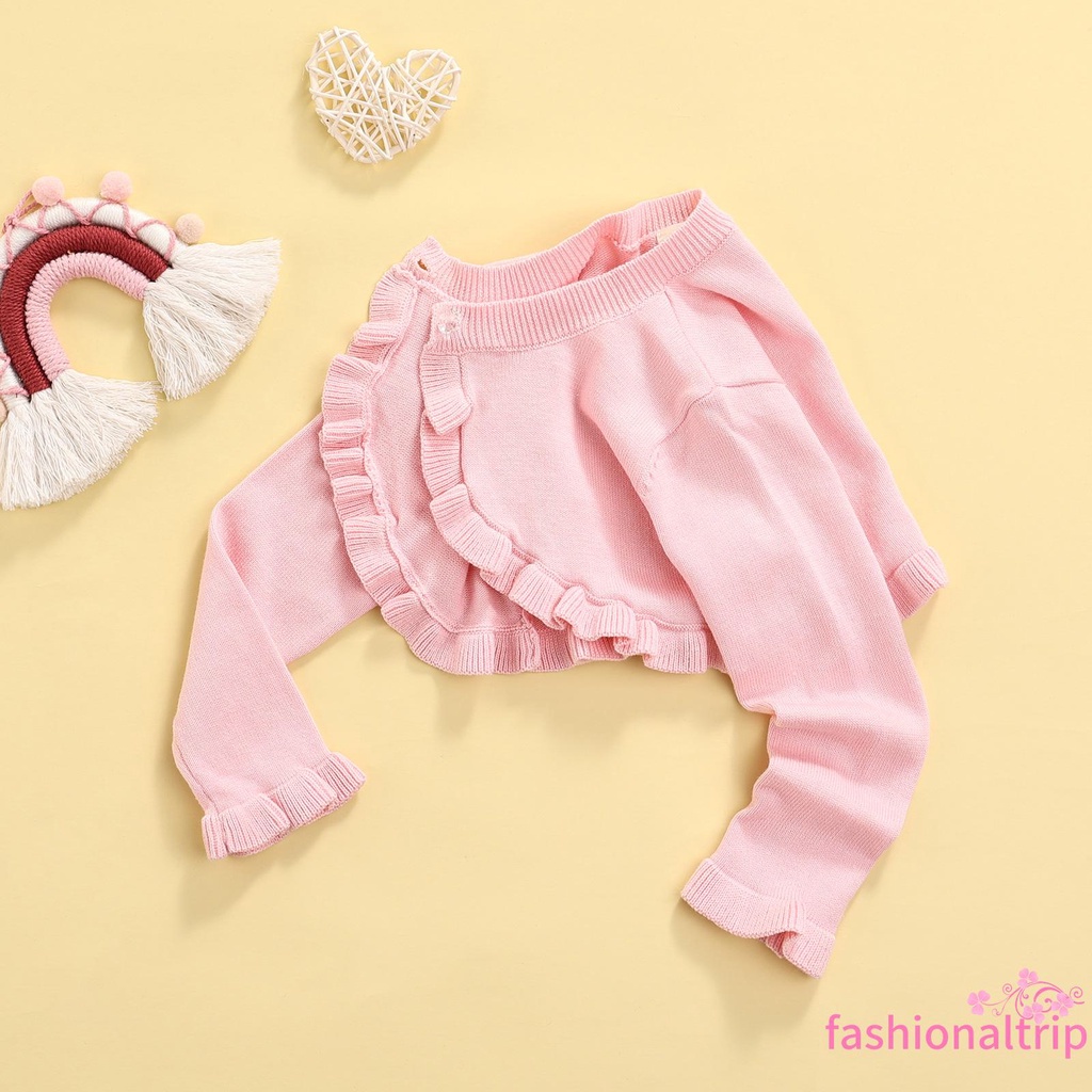 Áo Khoác Cardigan Dệt Kim Tay Dài Cổ Tròn Màu Sắc Đơn Giản Thời Trang Mùa Thu Dành Cho Bé Gái