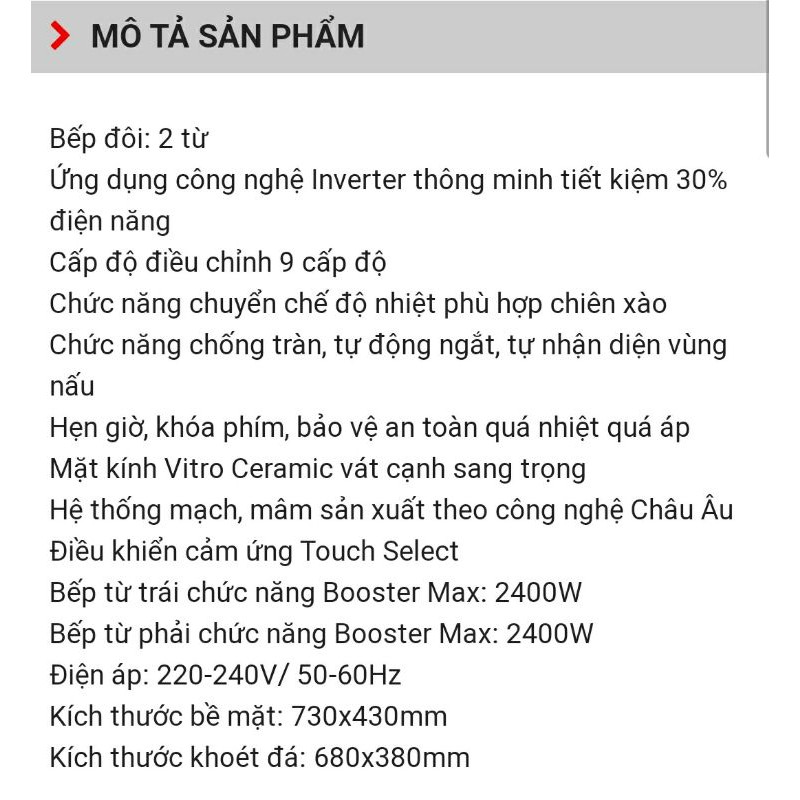 Bếp Từ Đôi CANZY CZ 900GB Thương Hiệu ITALY Hàng Chính Hãng BH 36 Tháng