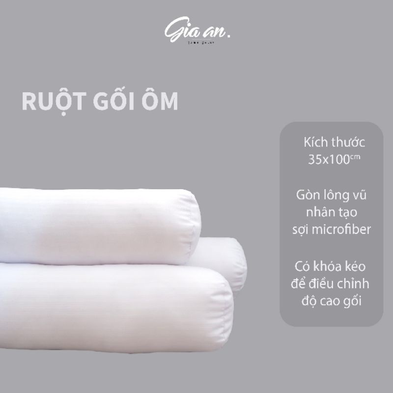 Gối ôm microfiber lông vũ mềm mịn size cơ bản 35x100cm