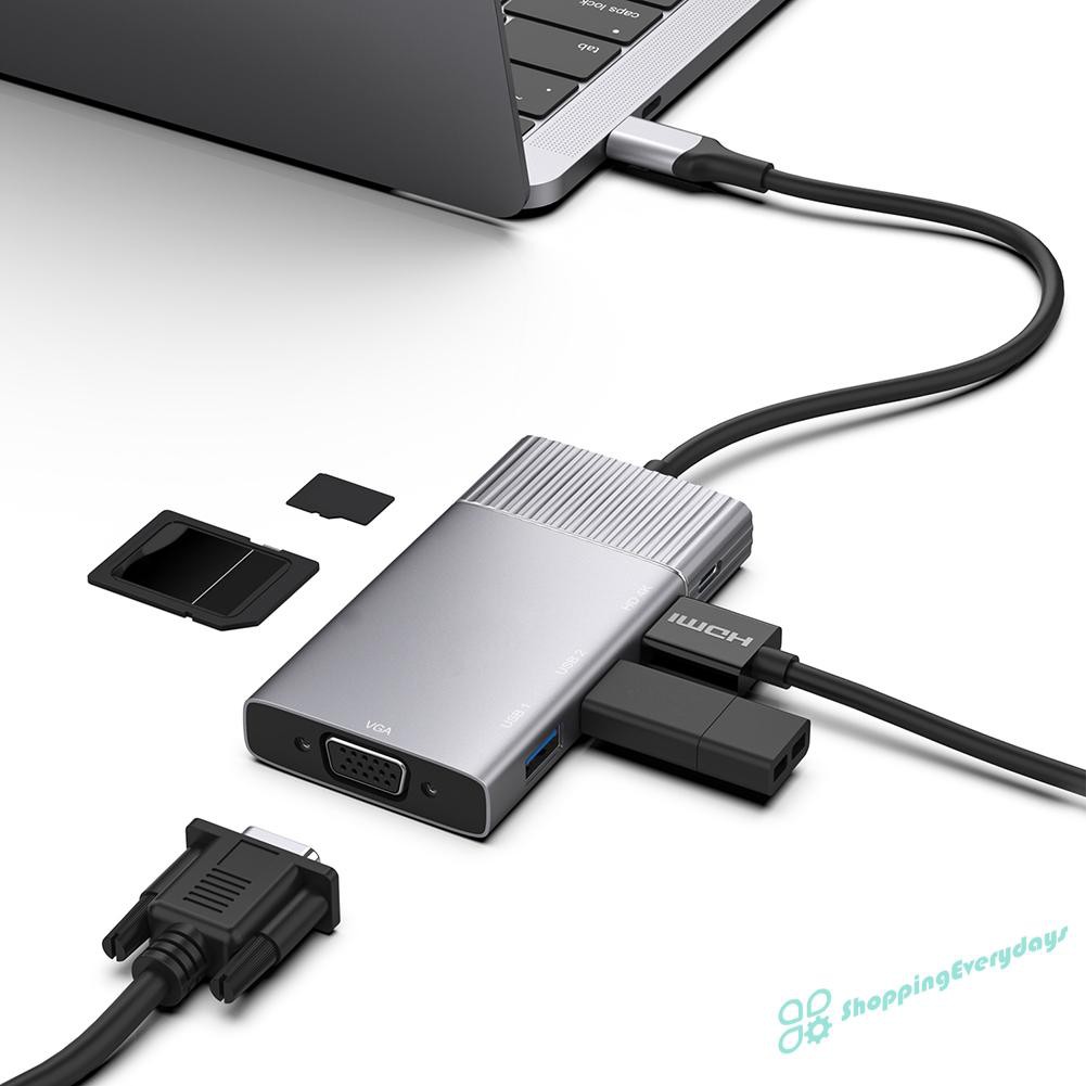 Bộ Chuyển Đổi Âm Thanh 8 Trong 1 Usb 3.1 Type-C Hub 4k Hdmi 1080p Vga 2 Usb3.0 Tf Pd