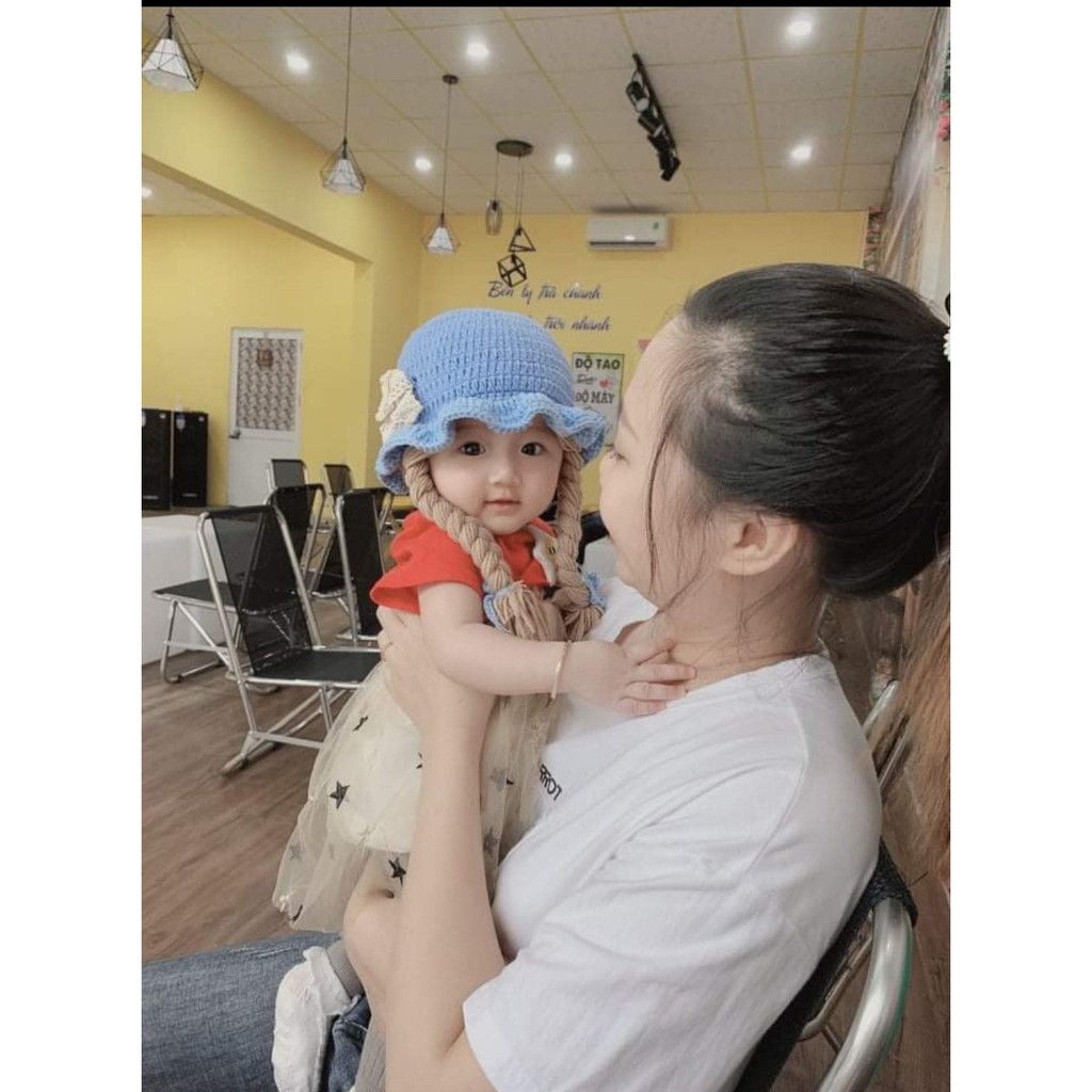 Mũ Có 2 Bím Tóc Cho Bé