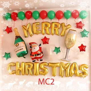 Set bóng trang trí giáng sinh Noel Merry Christmas MC2 (Bơm + Băng Keo)