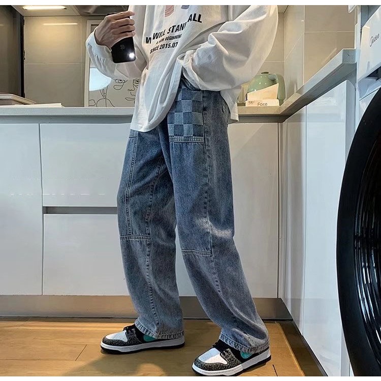 Quần Jean Dài Dáng Rộng Phong Cách Âu Mỹ Thời Trang Cá Tính Cho Nam