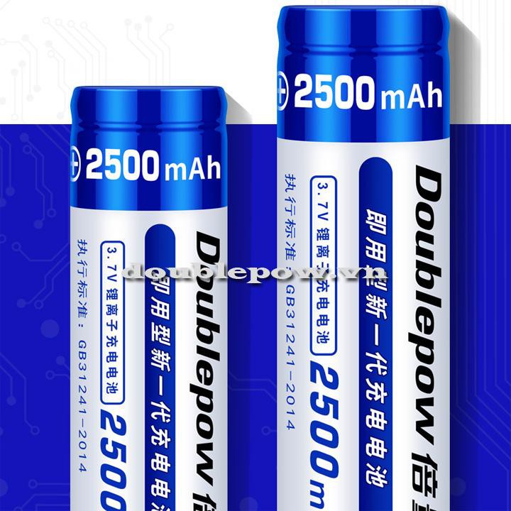 Cell pin sạc 18650 3.7V Doublepow dung lượng thực 2500mAh dùng cho sạc dự phòng, đóng pin các loại máy