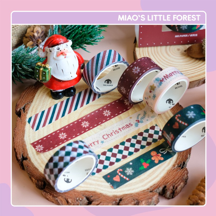 Washi tape Noel MIAO'S LITTLE FOREST set 2 cuộn băng dính chủ đề Giáng Sinh trang trí sổ tay bullet journal MWT222