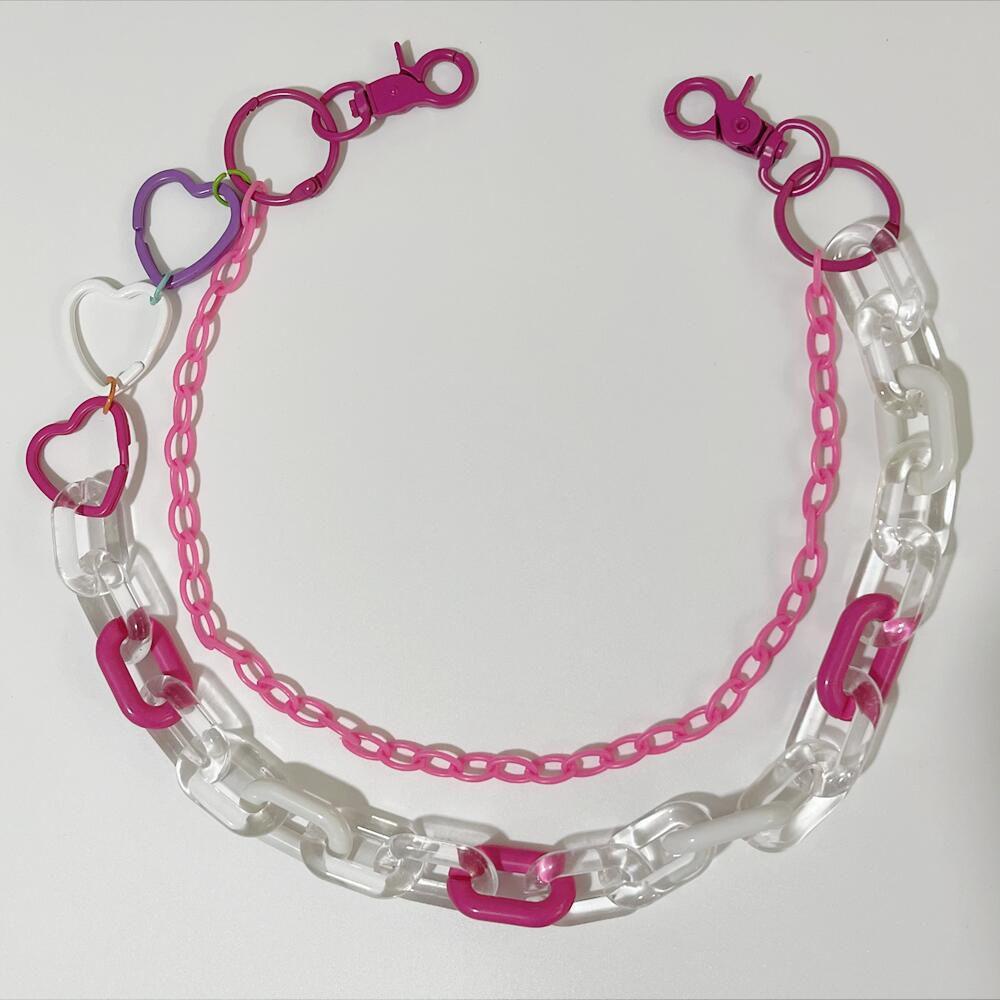 Dây Thắt Lưng Hai Lớp Màu Ngà Hình Trái Tim Phong Cách Hip Hop Punk Cá Tính