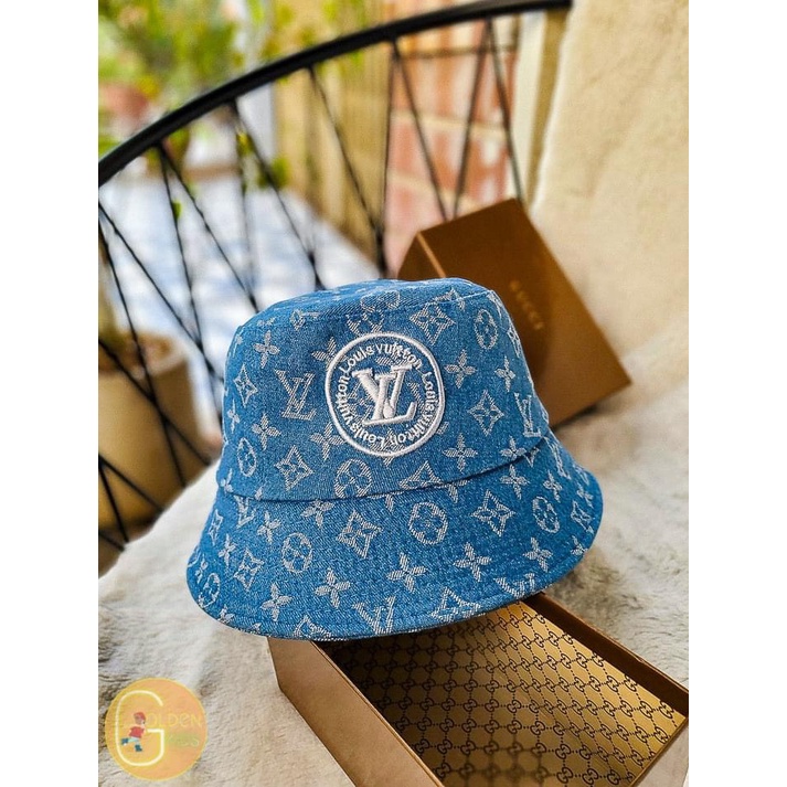 (Hàng VNXK) Nón thời trang, mũ Bucket vành tròn LV vải JEAN nhập thời trang (ẢNH THẬT)