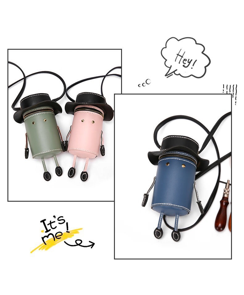 Pu, front chest crossbody bags, ultra-personality waist belt, DIY cartoon character leather bag,